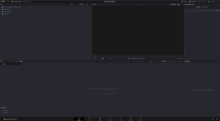 DaVinci Resolve Media Page